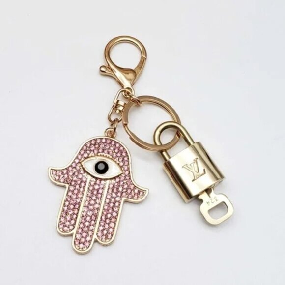 100% Auth Louis Vuitton Lock & Key with unbranded Bagcharm, Keycharm, Keychain - Picture 1 of 6